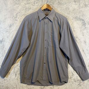 Allen Solly Men's Sz L Shirt Gray 2 Ply Cotton Long Sleeve‎ Button Front Classic